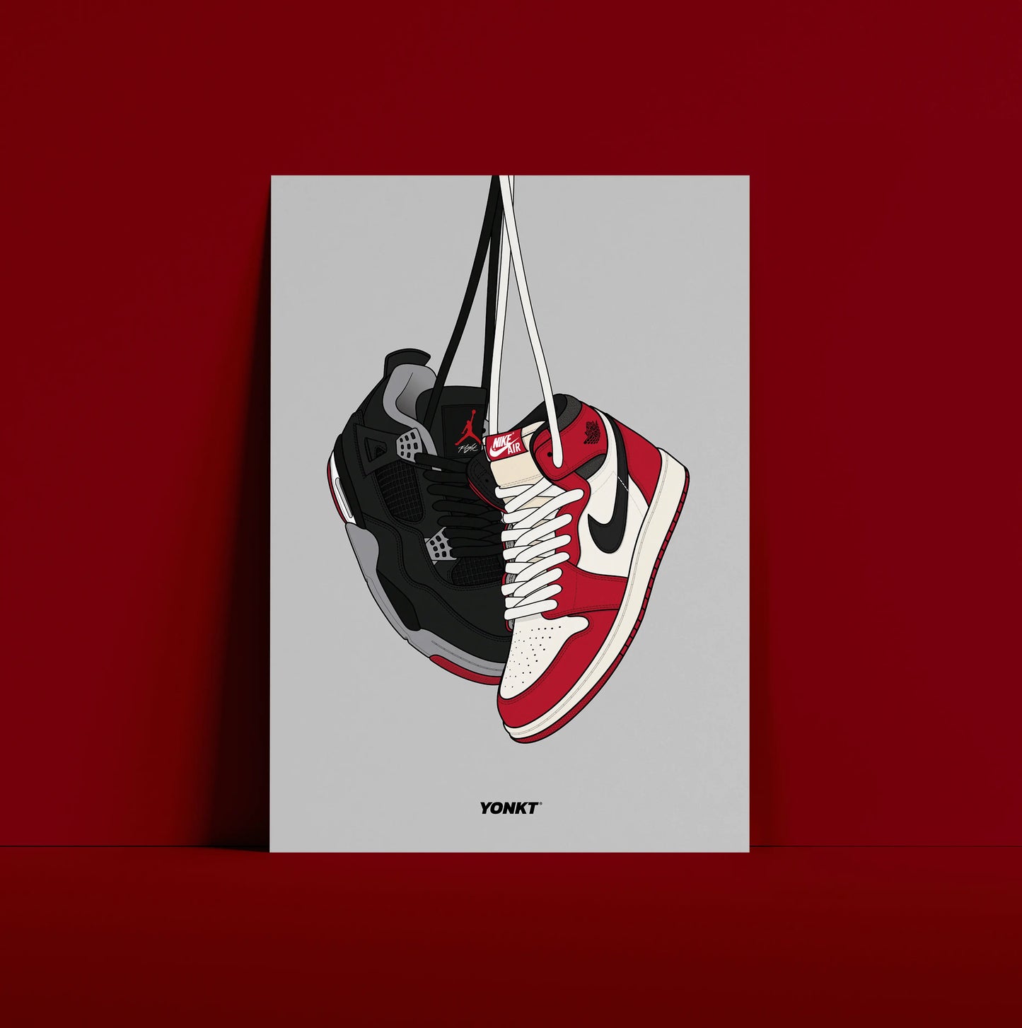 Artwork Air Jordan 4 Bred & Air Jordan 1 Retro High OG Lost & Found