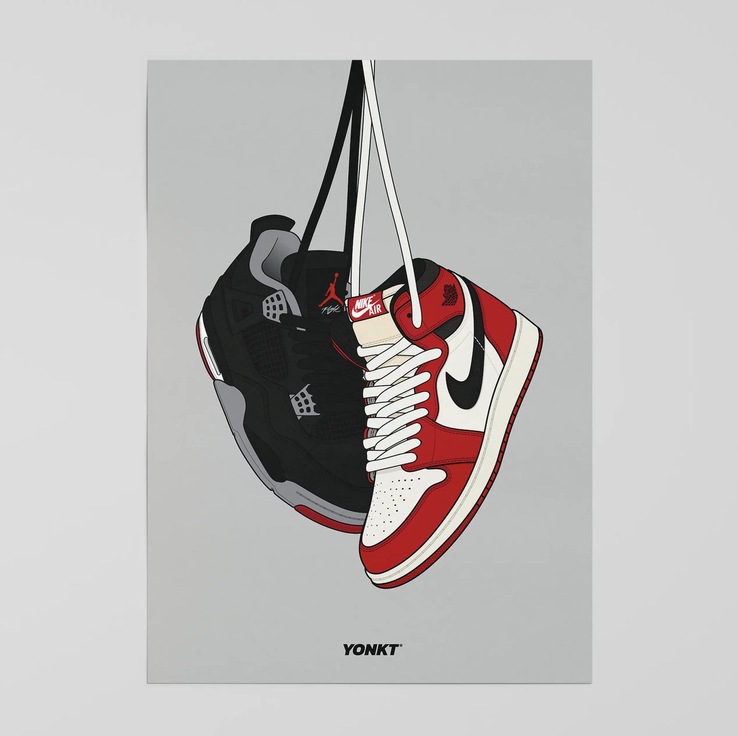 Artwork Air Jordan 4 Bred & Air Jordan 1 Retro High OG Lost & Found