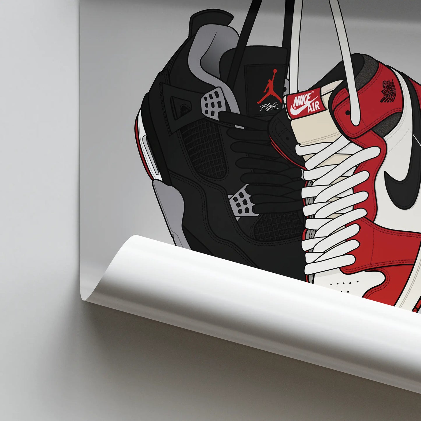 Artwork Air Jordan 4 Bred & Air Jordan 1 Retro High OG Lost & Found