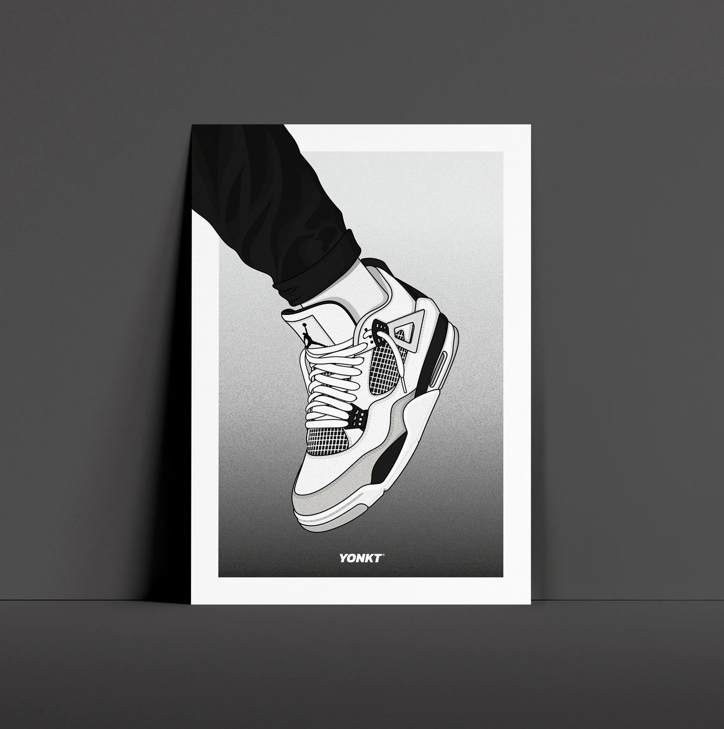 Artwork Air Jordan 4 Retro Military Black on Feet